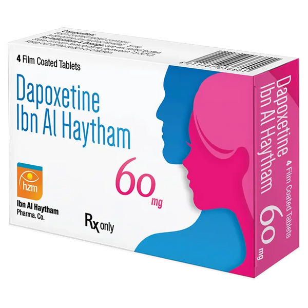 Dapoxetine Ibn Al Haytham 60 mg Film-Coated Tablets product packaging