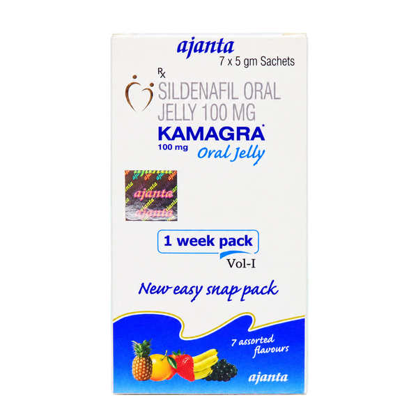 Kamagra 100 mg Sildenafil Oral Jelly product packaging