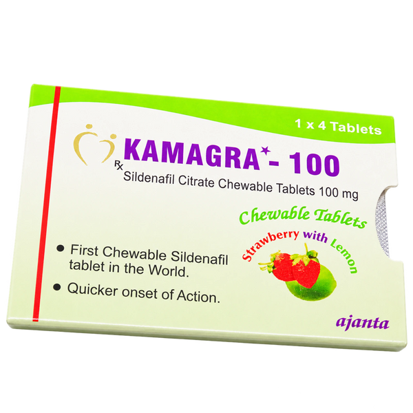 Kamagra Polo 100 mg Sildenafil Citrate Chewable Tablets product packaging
