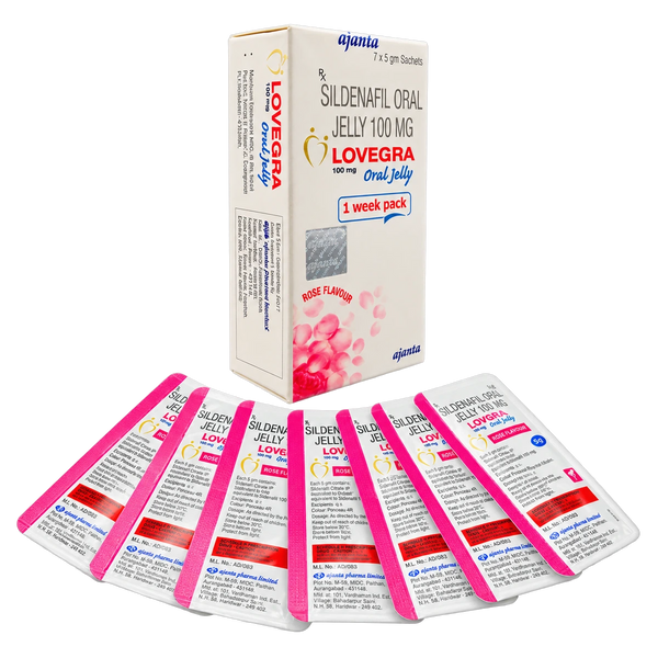 Lovegra 100 mg Sildenafil Oral Jelly product packaging