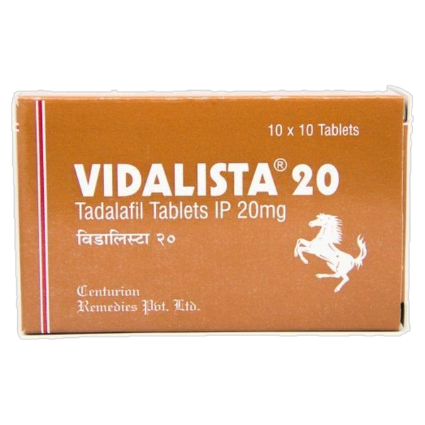 Vidalista 20 mg Tadalafil Tablets product packaging