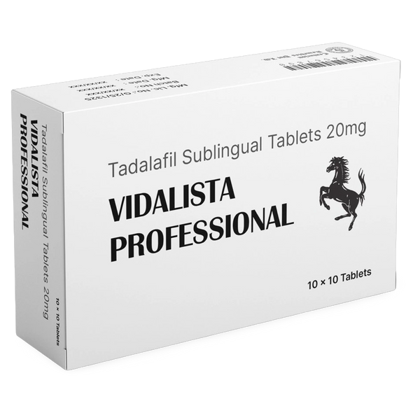 Vidalista Professional 20 mg Tadalafil Sublingual Tablets product packaging