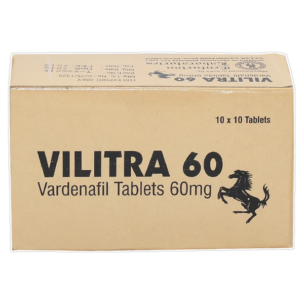 Vilitra 60 mg Vardenafil Tablets product packaging