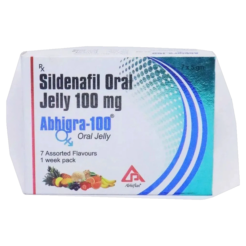 Abhigra 100 mg Sildenafil Oral Jelly product packaging