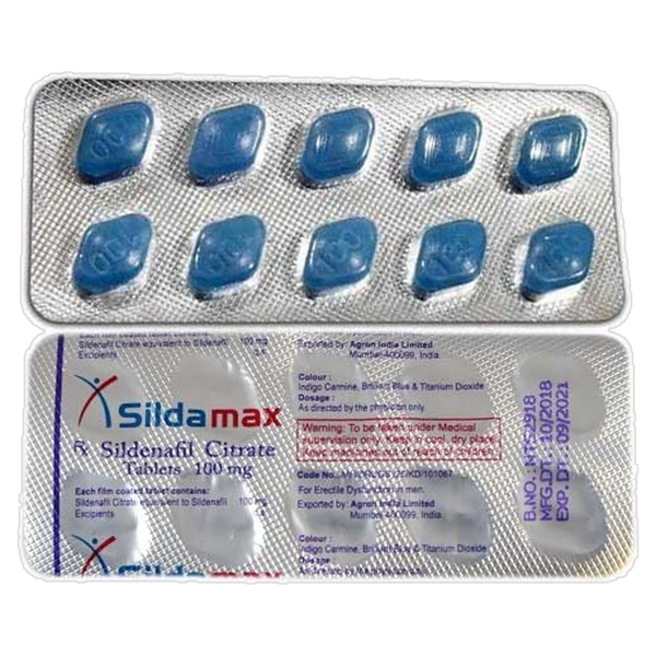 Sildamax 100 mg Sildenafil Citrate Tablets product packaging