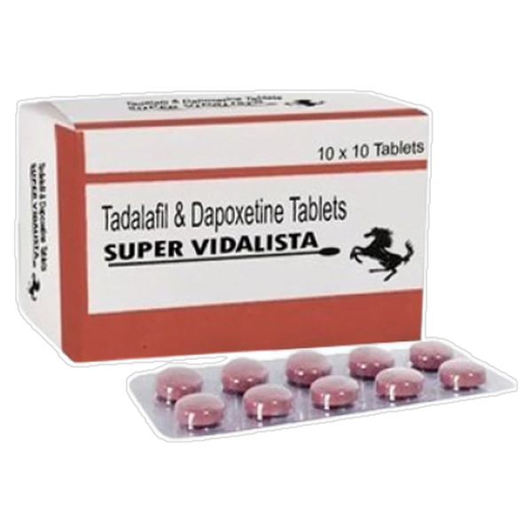 Super Vidalista Tadalafil 20 mg + Dapoxetine 60 mg Tablets product packaging