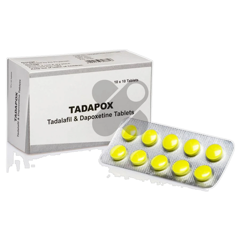 Tadapox Tadalafil 20 mg + Dapoxetine 60 mg Tablets product packaging