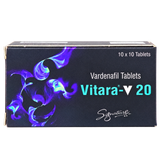 Vitara-V 20 mg Vardenafil Tablets product packaging