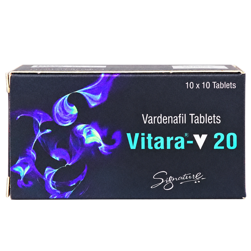 Vitara-V 20 mg Vardenafil Tablets product packaging
